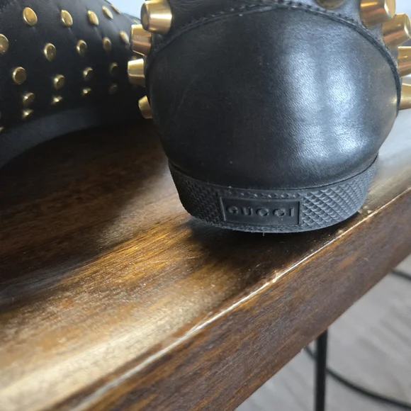 Gucci Black and Gold Studded Men's Sneakers - Picture 8 of 10